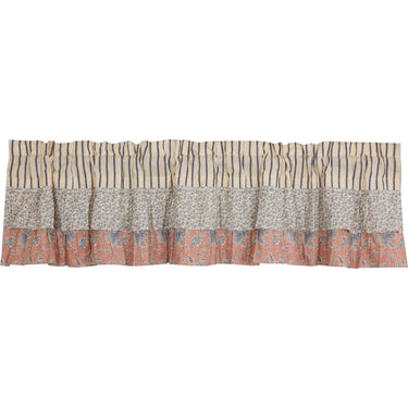 Kaila Ticking Blue Ruffled Valance 16x72 VHC Brands - The Fox Decor